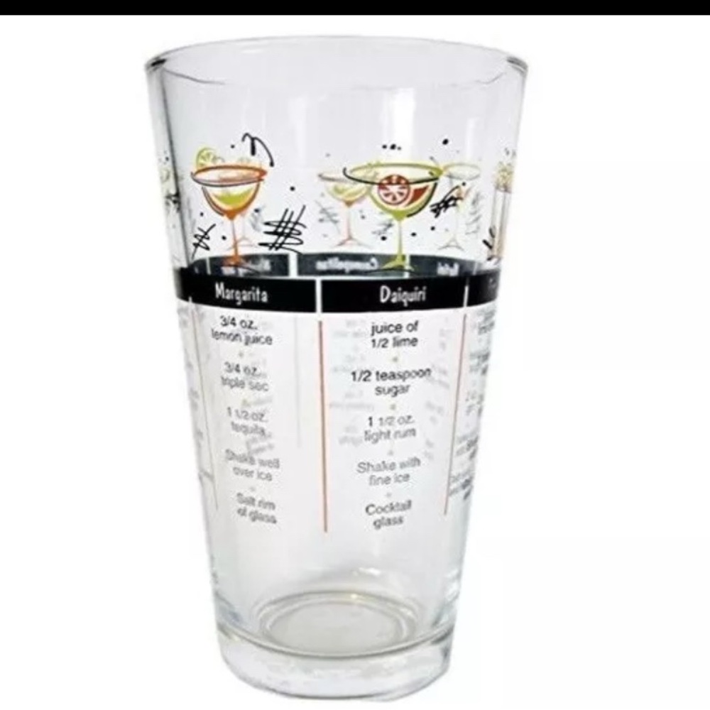 Black Kitchen Cocktail Shaker with Tapered Design and Printed cocktail recipes
